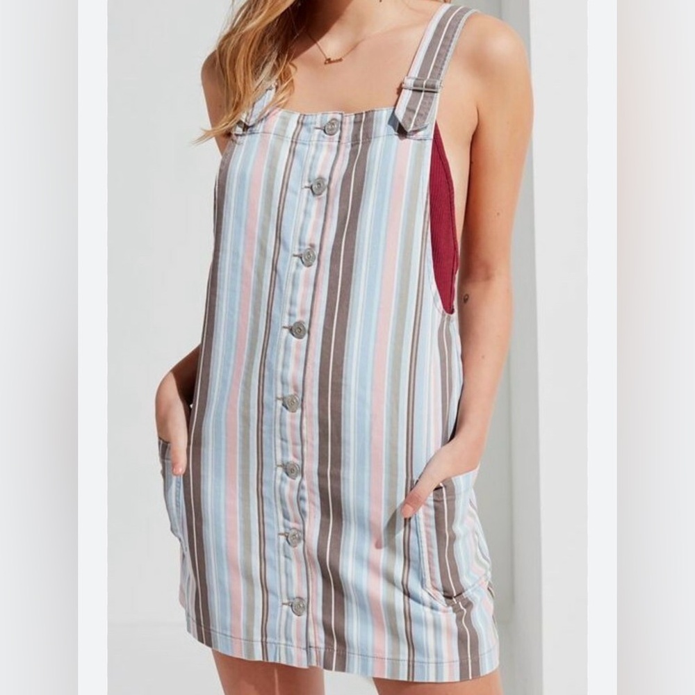 BDG Urban Outfitters Striped Button Front Overall Dress Size Small